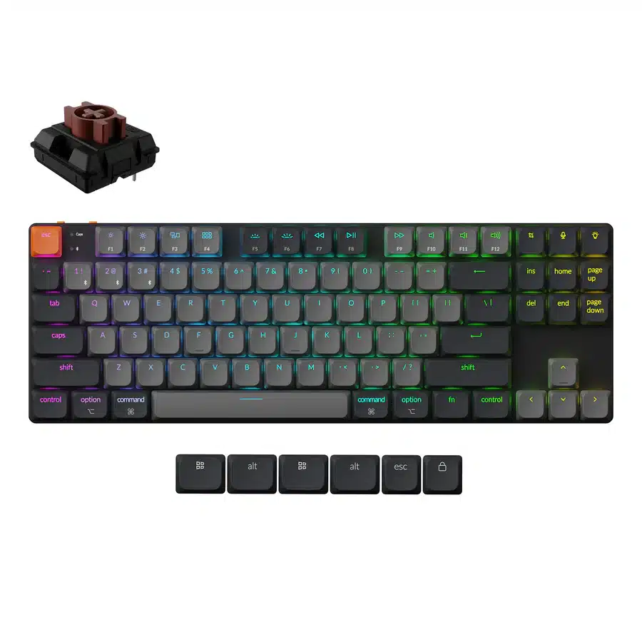 Keychron K1 Max bezvadu zema profila tastatūra (melna) attēls 2