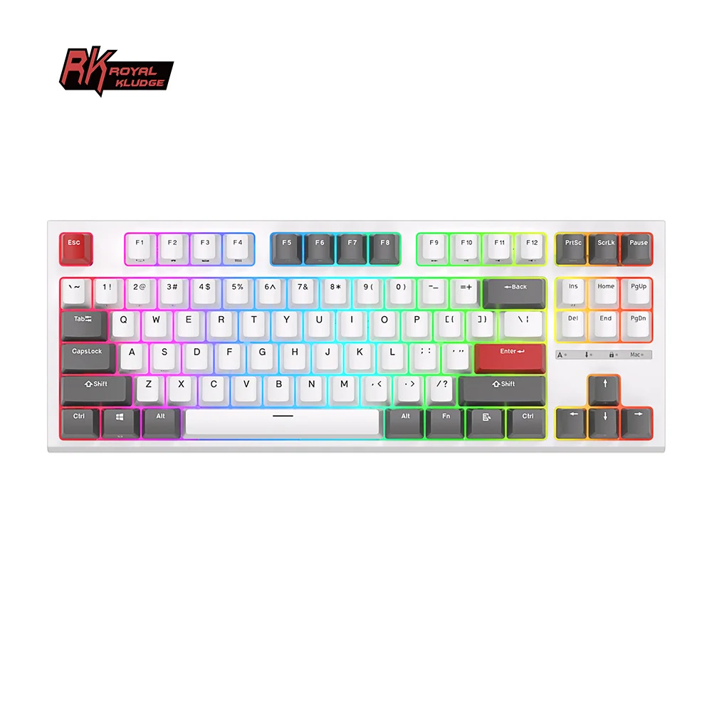 Royal Kludge R87 tastatūra (balta) — attēls 1