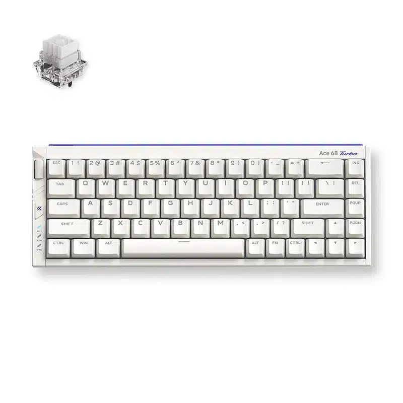 MCHOSE Ace 68 Turbo klaviatūra (Nova White) – pilnai aliumininė, magnetiniai Hall Effect jungikliai